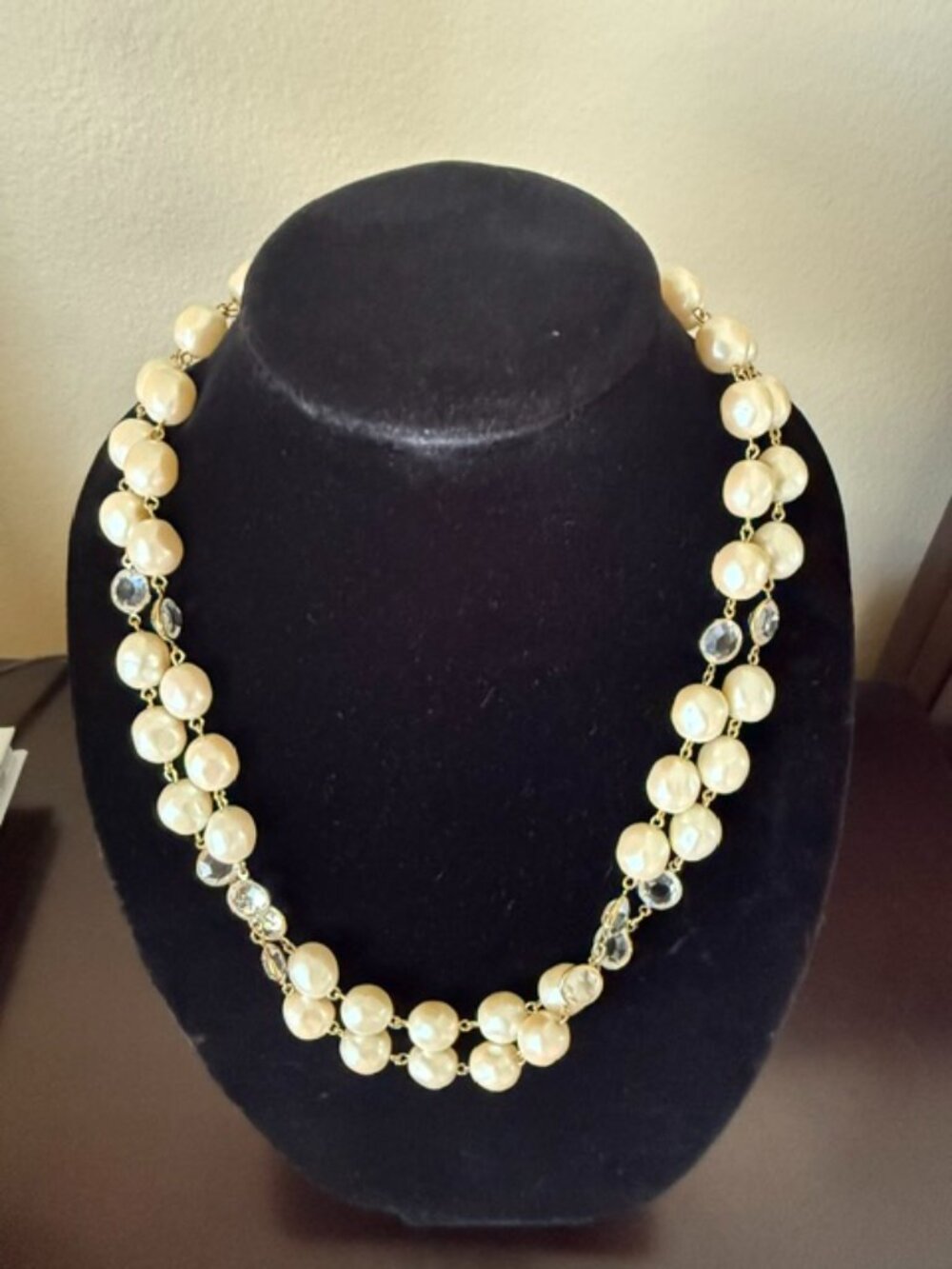 Vintage GIVENCHY SIGNED Logo Paris New York Couture Faux Pearls And Crystals Gol